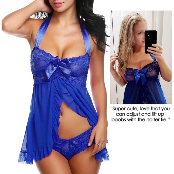 Lingerie Lace Babydoll Dress Backless Halter - Picture 3 of 9